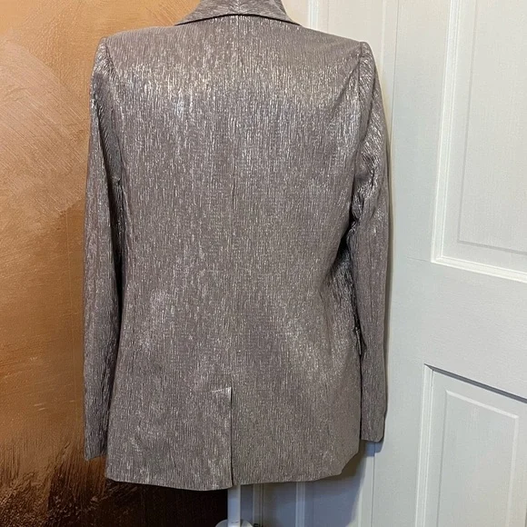 ASTR THE LABEL METALLIC PEWTER BLAZER JACKET SIZE MEDIUM - Picture 2 of 7